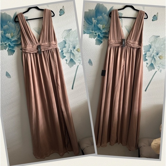 NWT LULU'S TAUPE FORMAL/PARTY SLEEVELESS MAXI DRESS XL - Picture 2 of 8